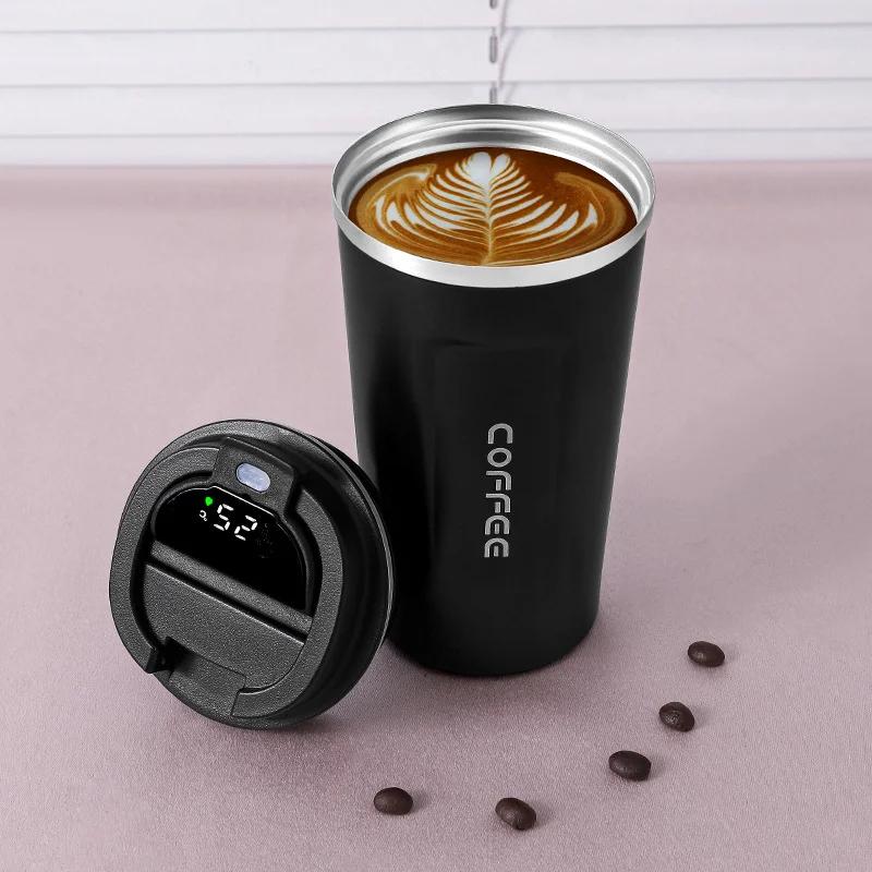 Cana termica, Zola, 500 ml, otel inoxidabil si plastic, afisaj LED temperatura, 8.5x16 cm, negru Cana termica, Zola, 500 ml, otel inoxidabil si plastic, afisaj LED temperatura, 8.5x16 cm, negru
